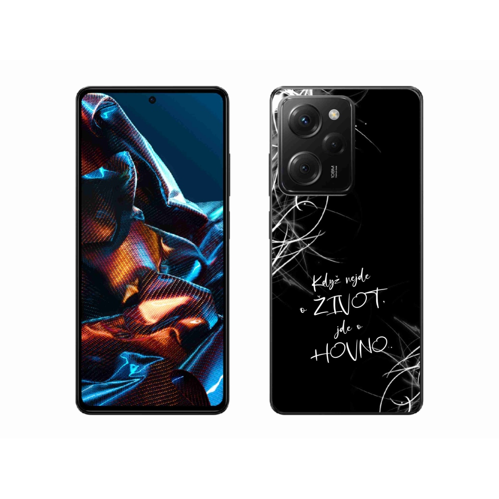 Gél borító mmCase a Xiaomi Poco X5 Pro 5G számára - vicces szöveg 16 fekete háttér