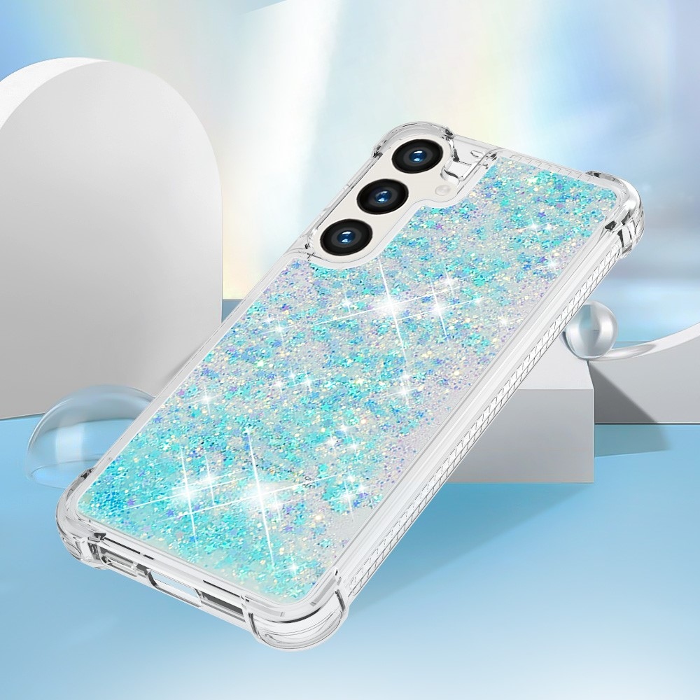 Glitter homokóra zselés tok Samsung Galaxy S24+ - kék / csillagok