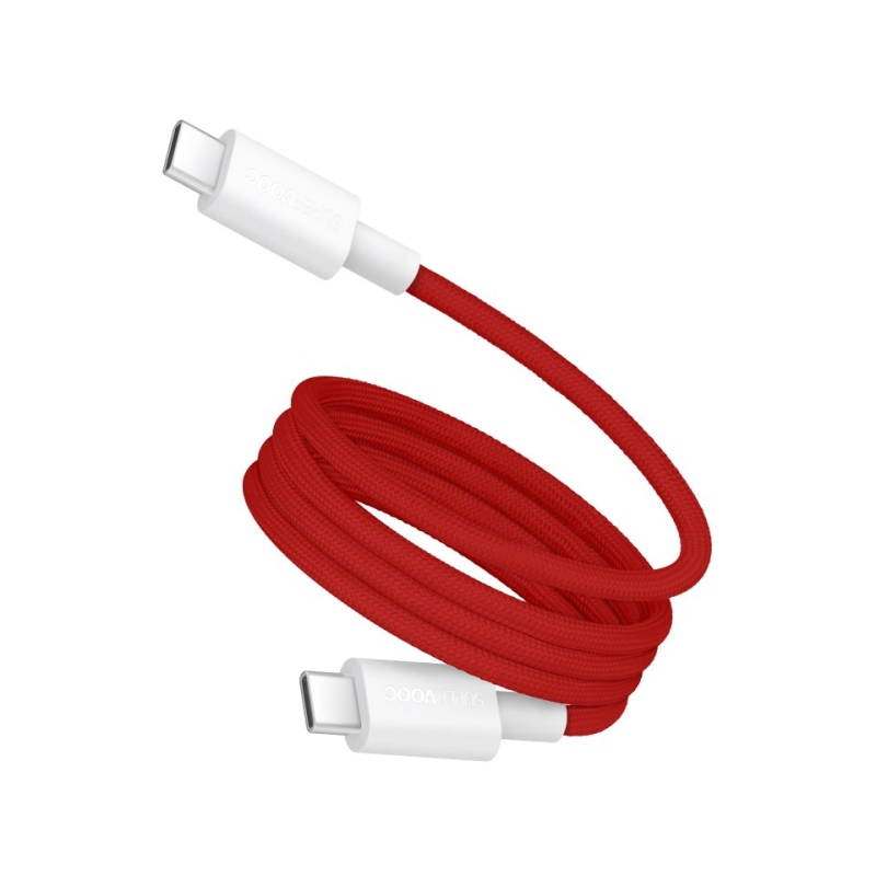 OnePlus SUPERVOOC töltés USB-C/USB-C adat mágneses kábel 10A 1.2m piros