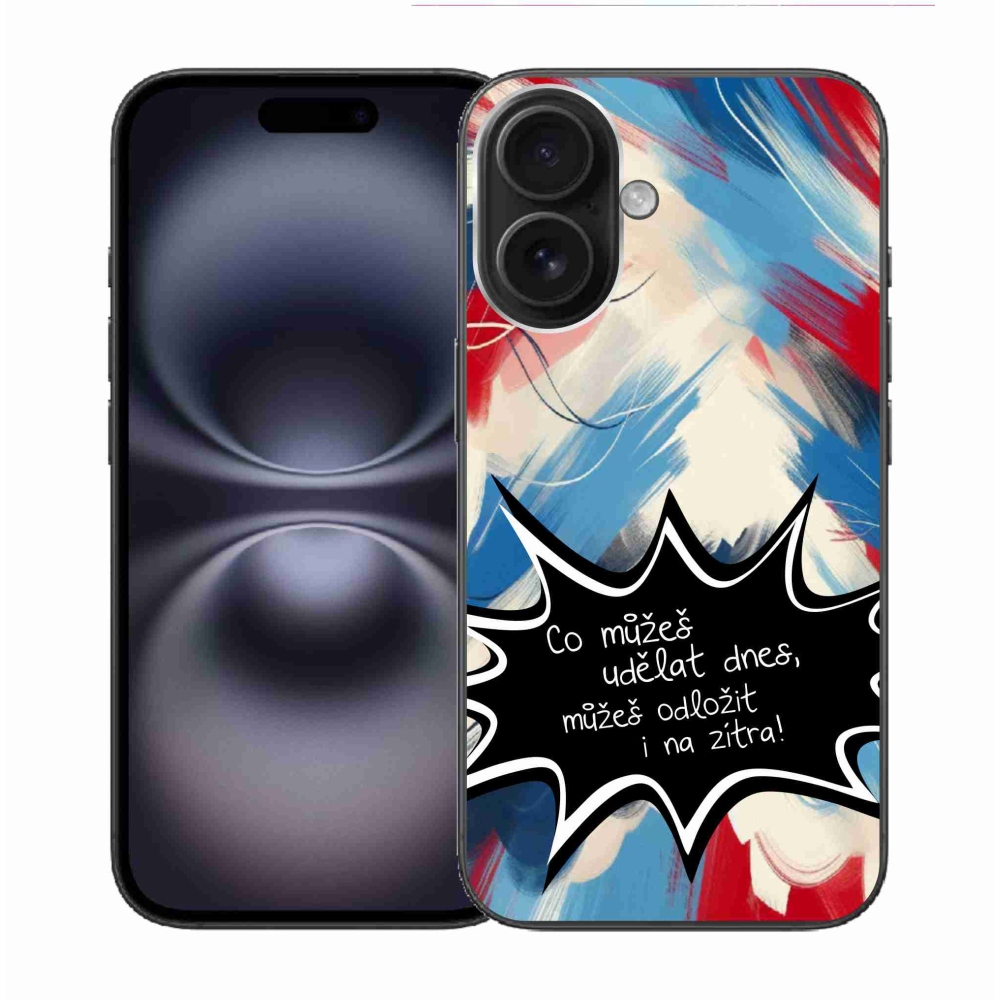 Gél borítás mmCase iPhone 16 készülékhez - vicces szöveg 9 fekete háttér