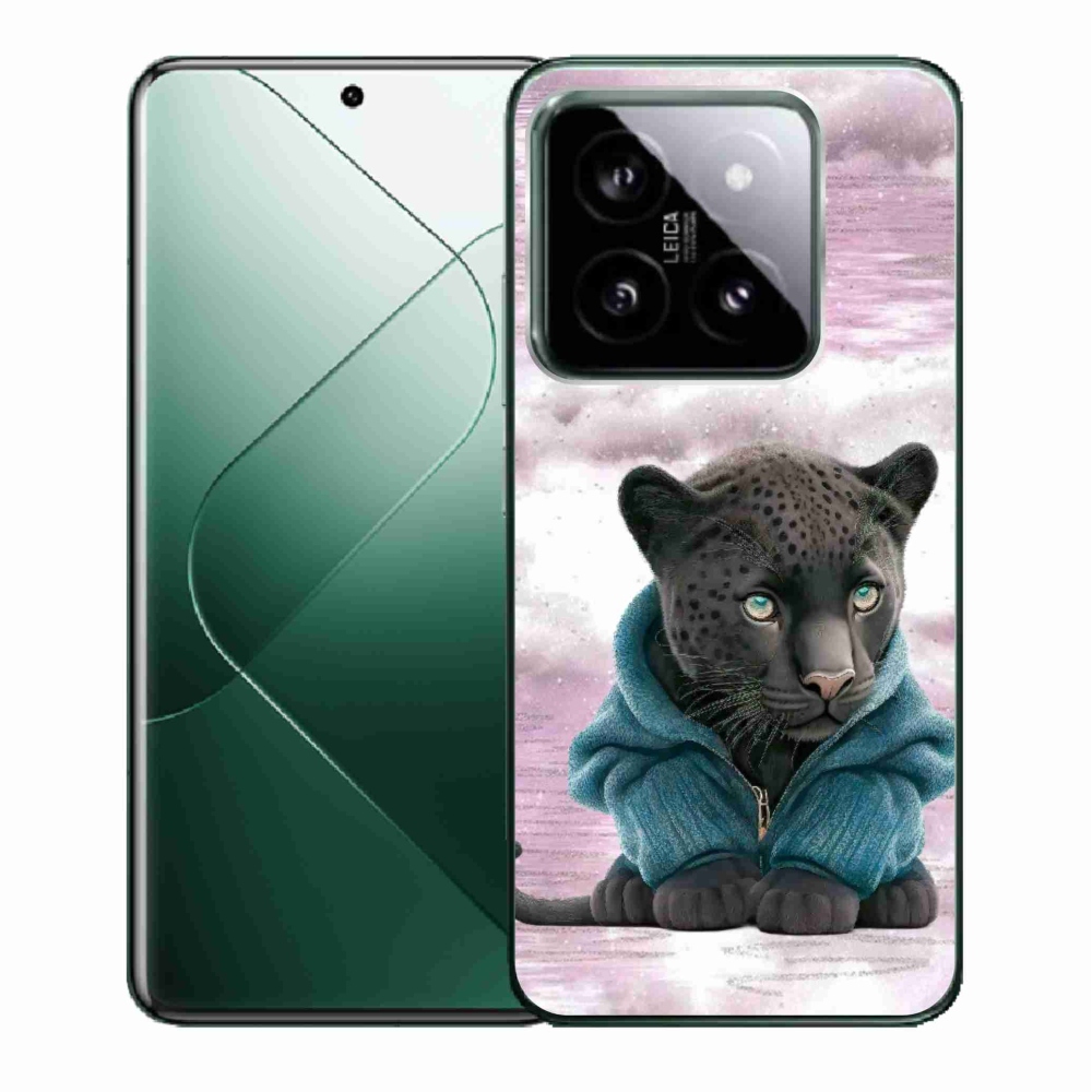 Gél borító mmCase a Xiaomi 14-hez - fekete párduc pulóverben