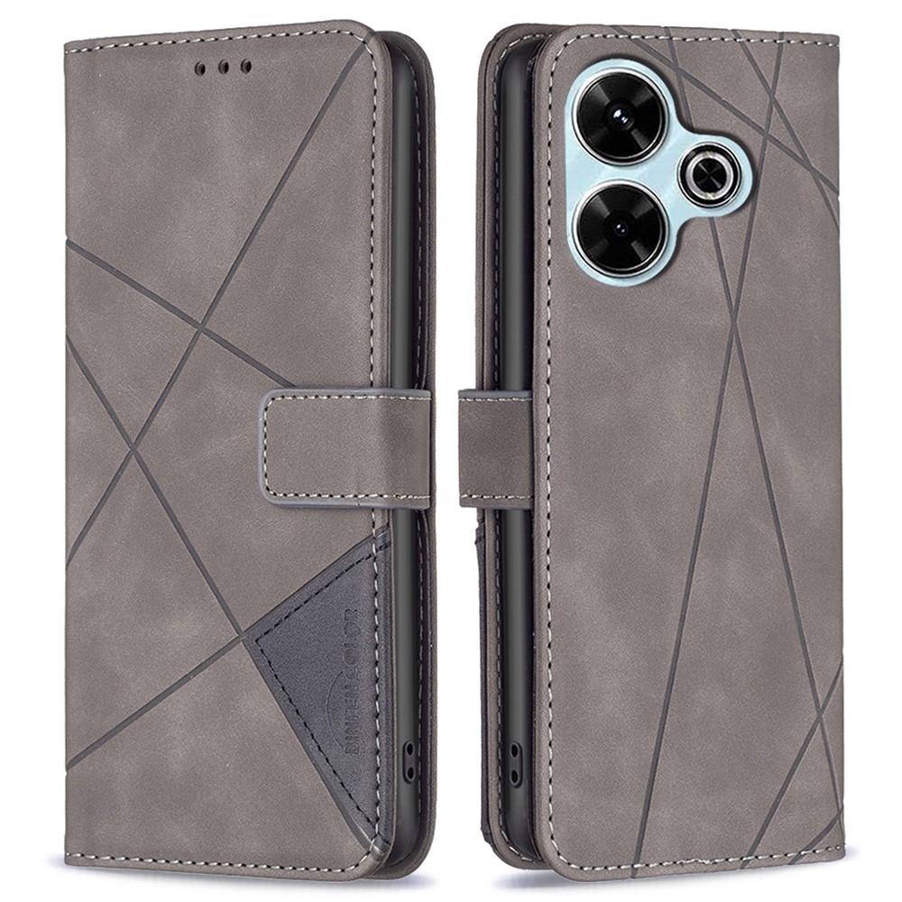 BINFEN könyv tok Xiaomi Redmi 13 4G/Poco M6 4G - szürke