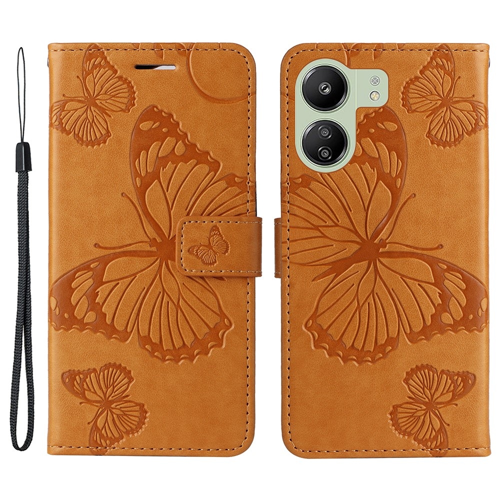 Nagy pillangó könyv tok Xiaomi Poco C65/Redmi 13C - sárga