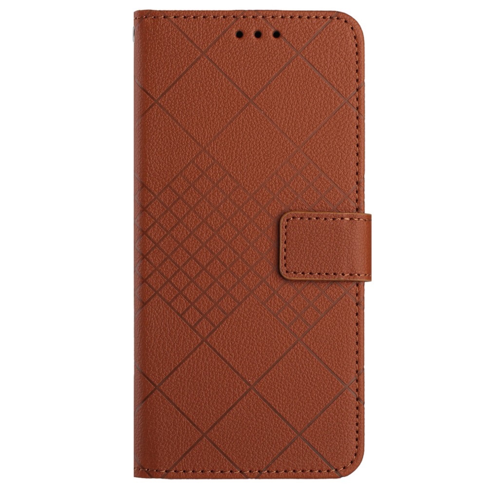 Textúrás könyvtáska mobiltelefonhoz Realme C67 - barna