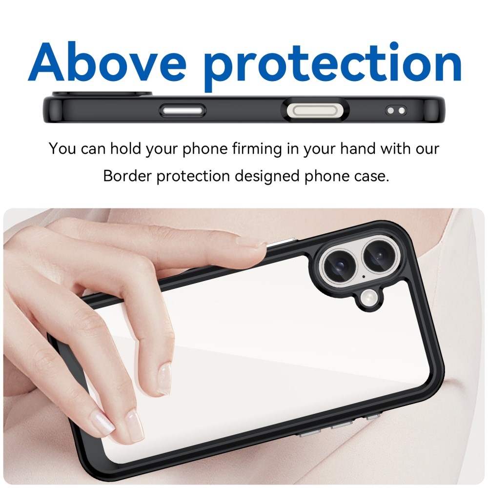 Gél tok fix hátlappal iPhone 16 Plus készülékhez - fekete