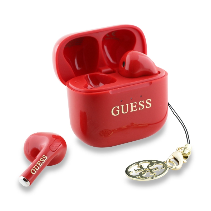 Guess Classic Logo Charm TWS vezeték nélküli fejhallgató piros