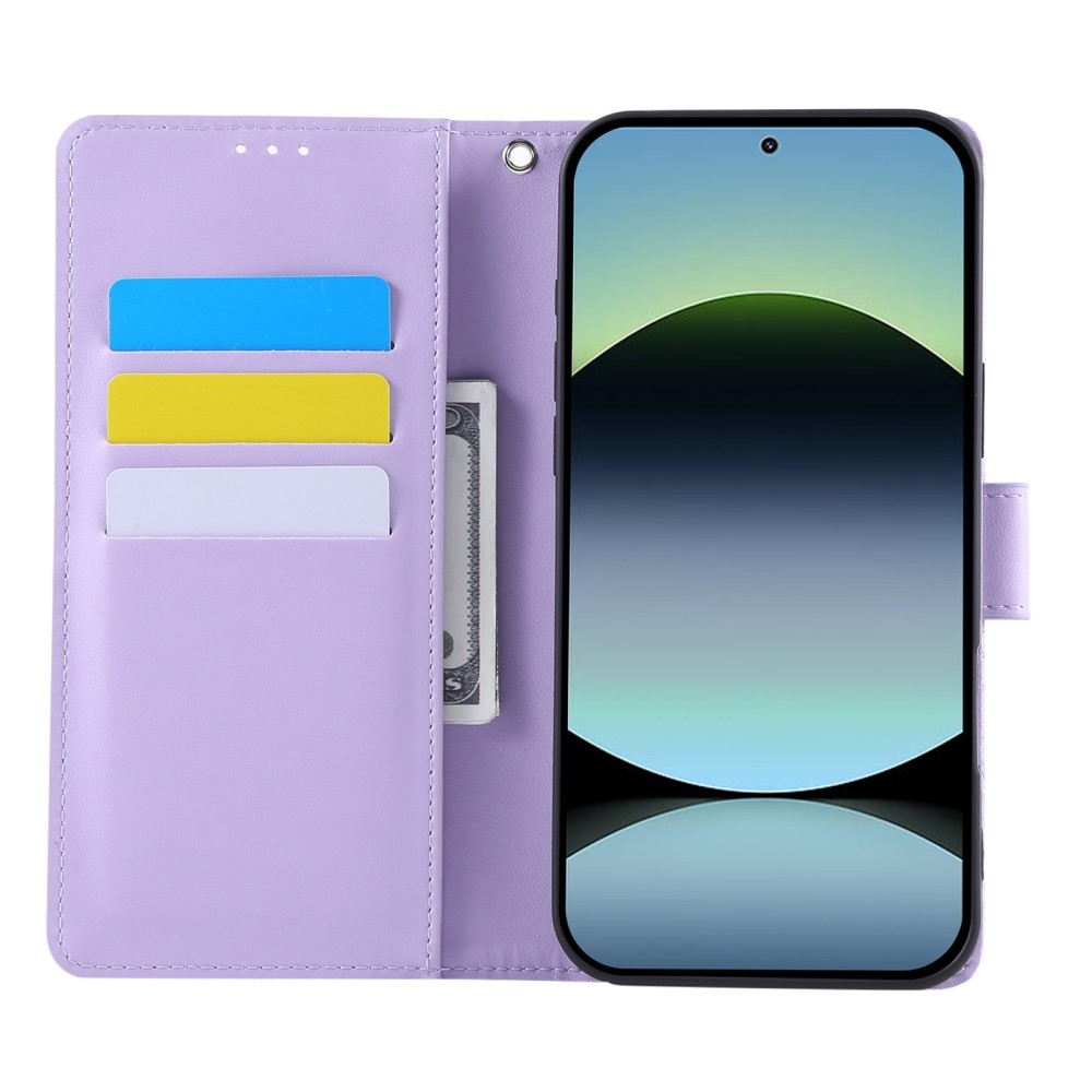 Rózsaszín könyv tok a Xiaomi Poco M7 Pro 5G/Note 14 5G számára - világos lila