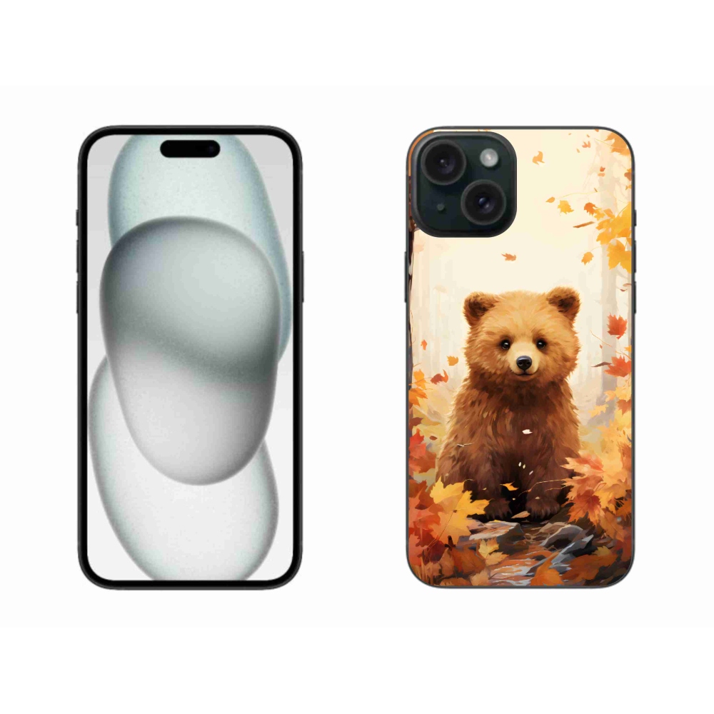 Zselés borítás mmCase iPhone 15 Plus készülékhez - medve az erdőben