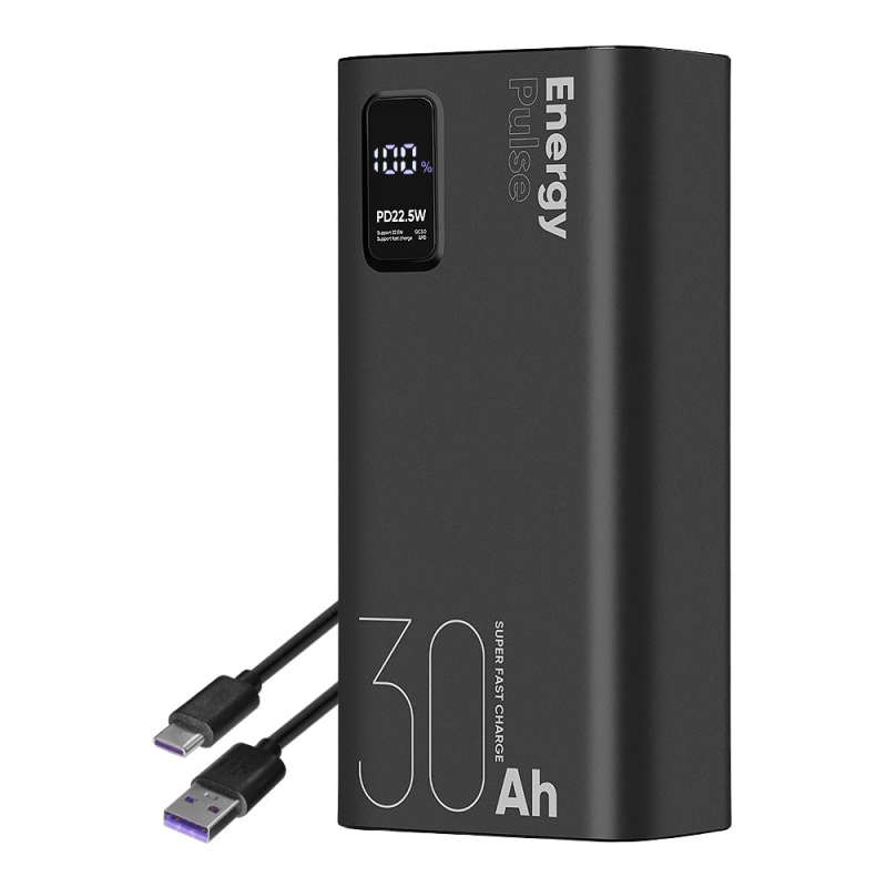 Csomag:ME EnergyPulse Powerbank 30000mAh 22.5W fekete