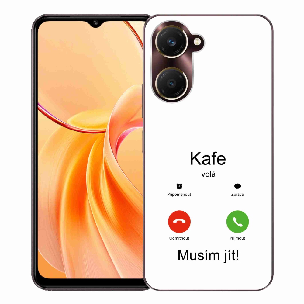 Gél borító mmCase a Vivo Y28s 5G-n - kávé hívások fehér háttérrel