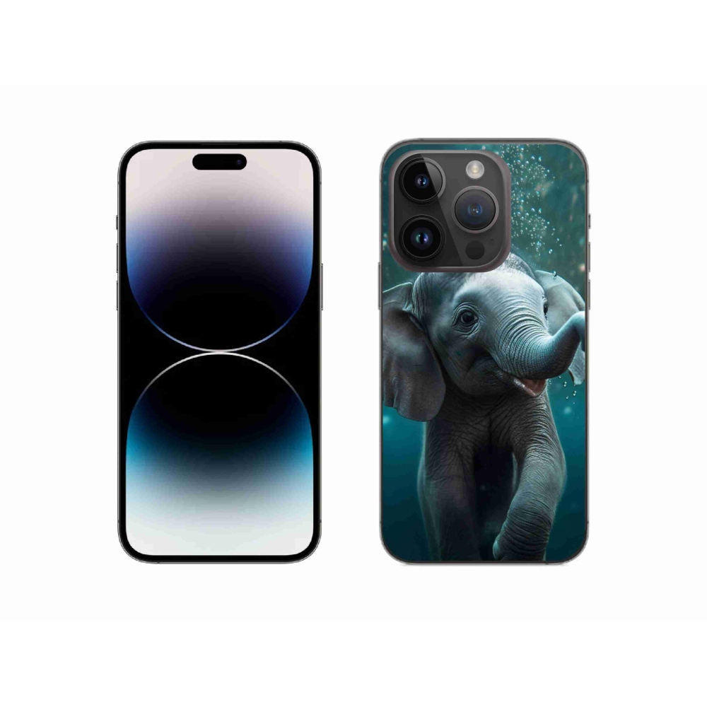 Zselés borítás mmCase iPhone 14 Pro készülékhez - elefánt a víz alatt