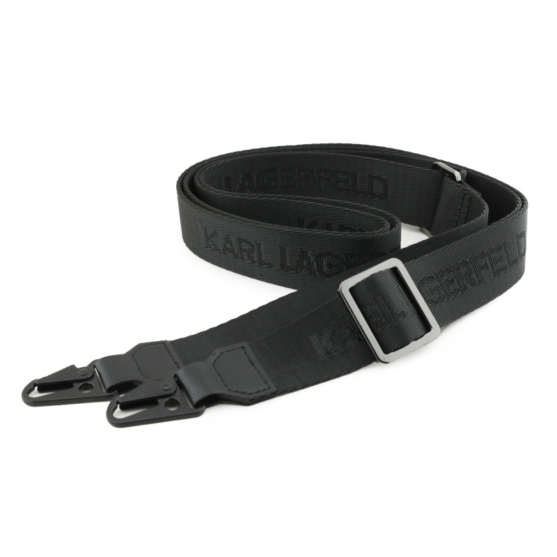 Karl Lagerfeld Saffiano Crossbody Strap Metal Karl és Choupette hátlapi borító iPhone 17 Fekete