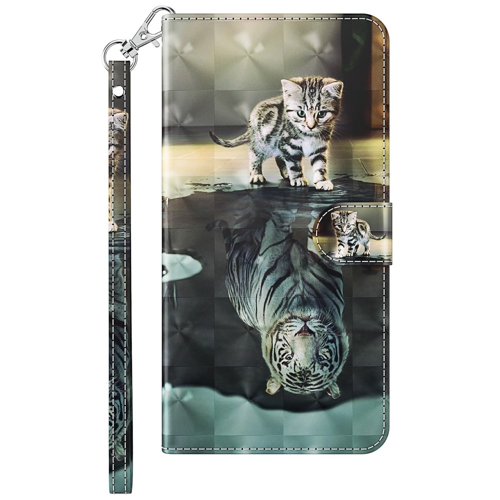 Nyomtatott könyv tok Xiaomi Redmi Note 13-hoz - macska és tigris tükörkép