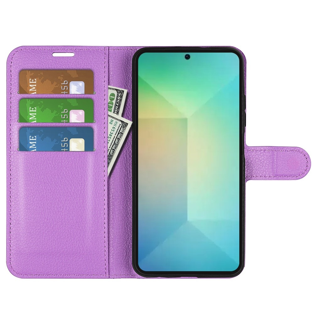 Litchi könyv tok Samsung Galaxy S25 készülékhez - lila