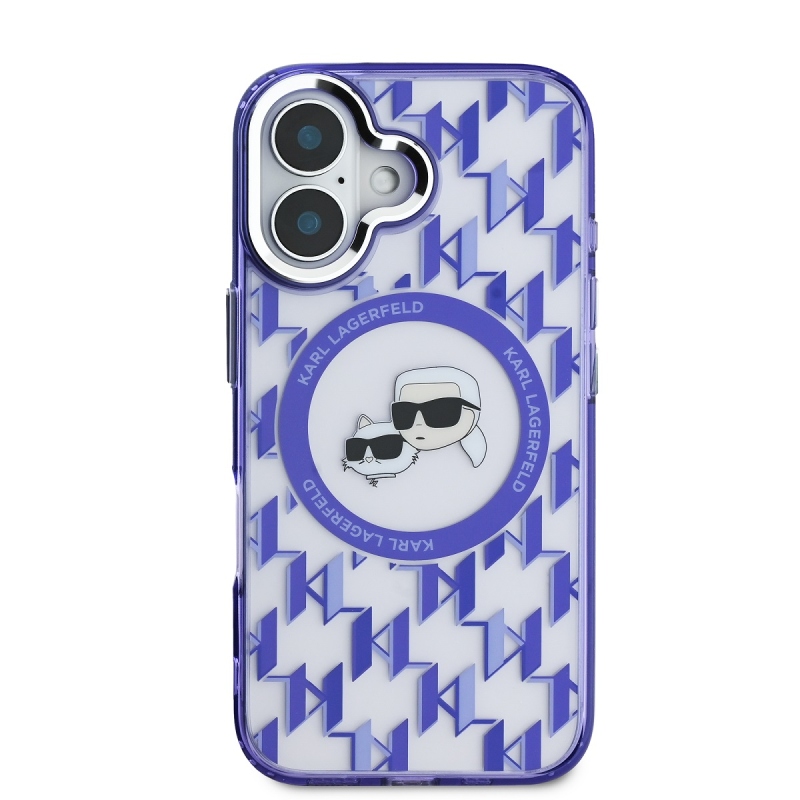 Karl Lagerfeld IML Monogram K&CH Heads MagSafe hátlap iPhone 16 lila színű iPhone 16-hoz