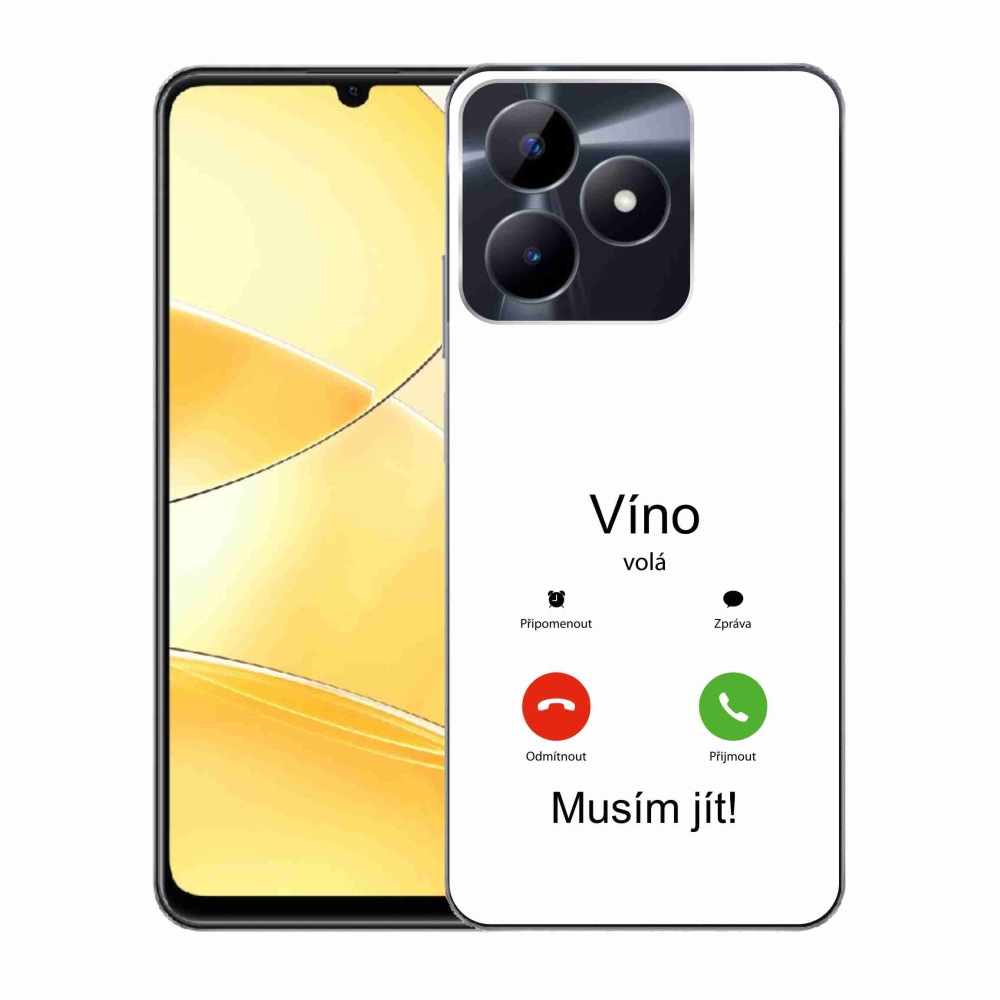 Gél borító mmCase a Realme C51/C53 készülékhez - bor hívja fehér háttérrel