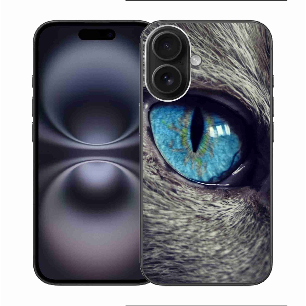Zselés borítás mmCase iPhone 16 készülékhez - kék macskaszem