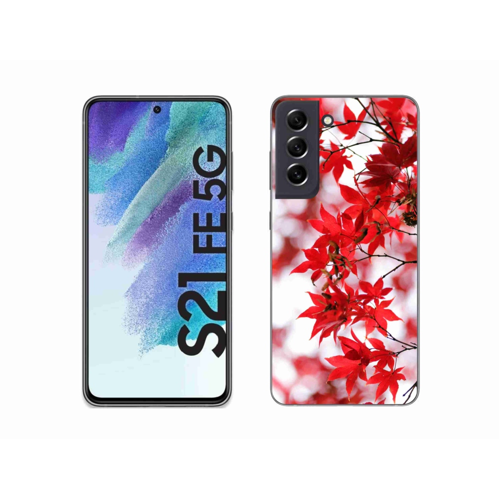 Zselés borítás mmCase Samsung Galaxy S21 FE 5G - piros levelek