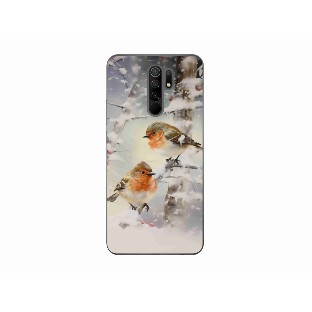 Gél borítás mmCase a Xiaomi Redmi 9-hez - madarak télen