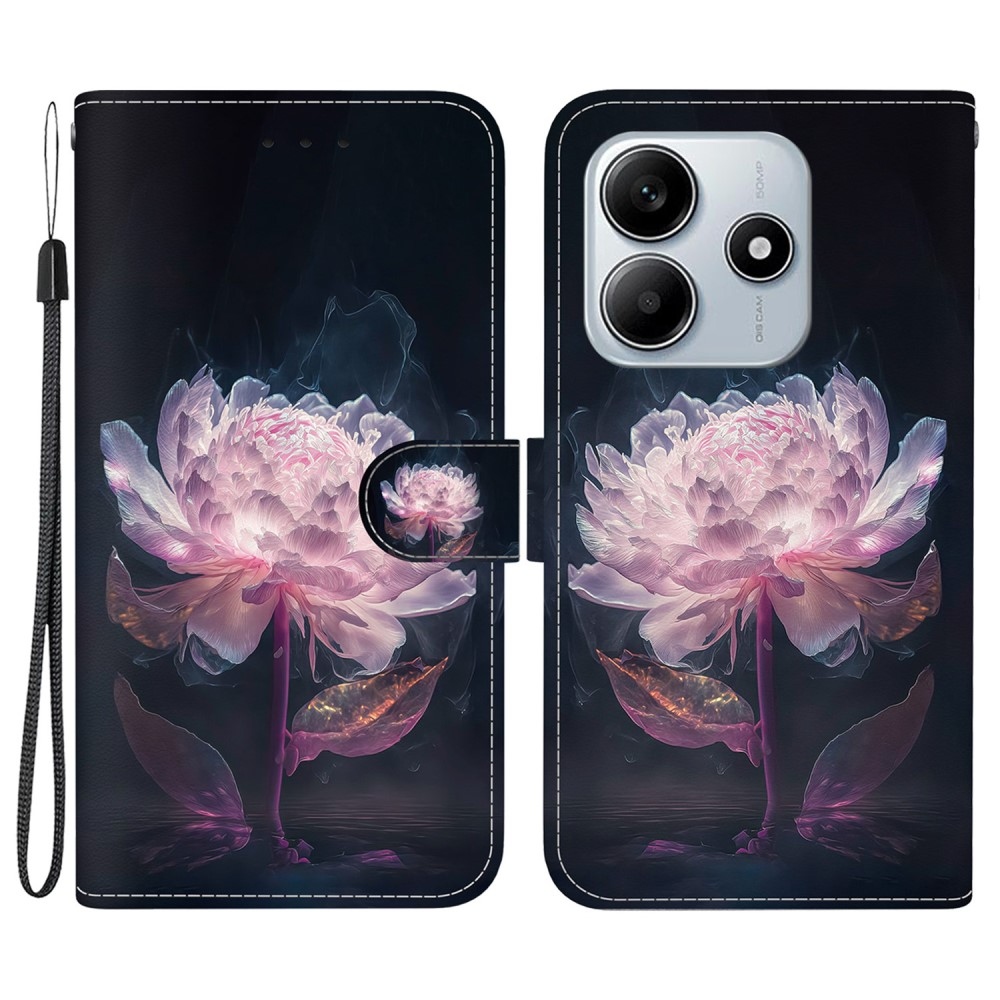 Printern könyv tok Xiaomi Redmi Note 14 5G - lila bazsarózsa