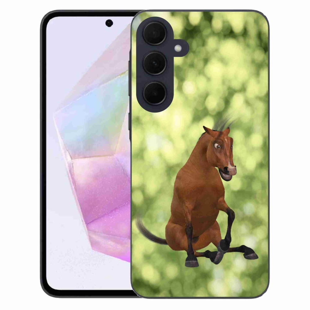 Zselés borítás mmCase Samsung Galaxy A35 5G - barna rajzfilm ló 1