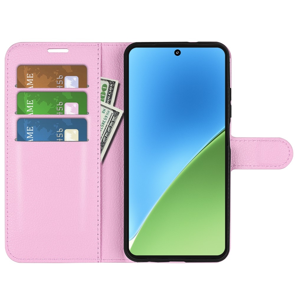 Litchi könyv tok a Xiaomi 15-öshöz - rózsaszínű