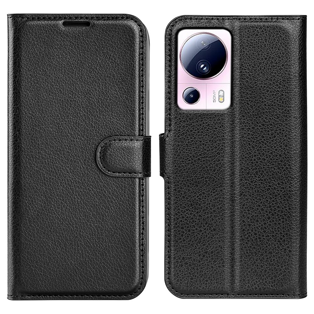 Litchi könyv tok Xiaomi 13 Lite-hoz - fekete