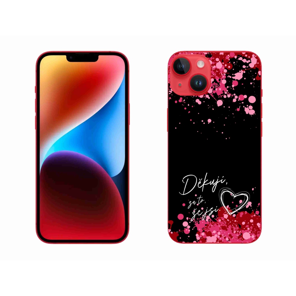 Zselés borítás mmCase iPhone 14 Plus készülékhez - text in love 2 fekete háttér