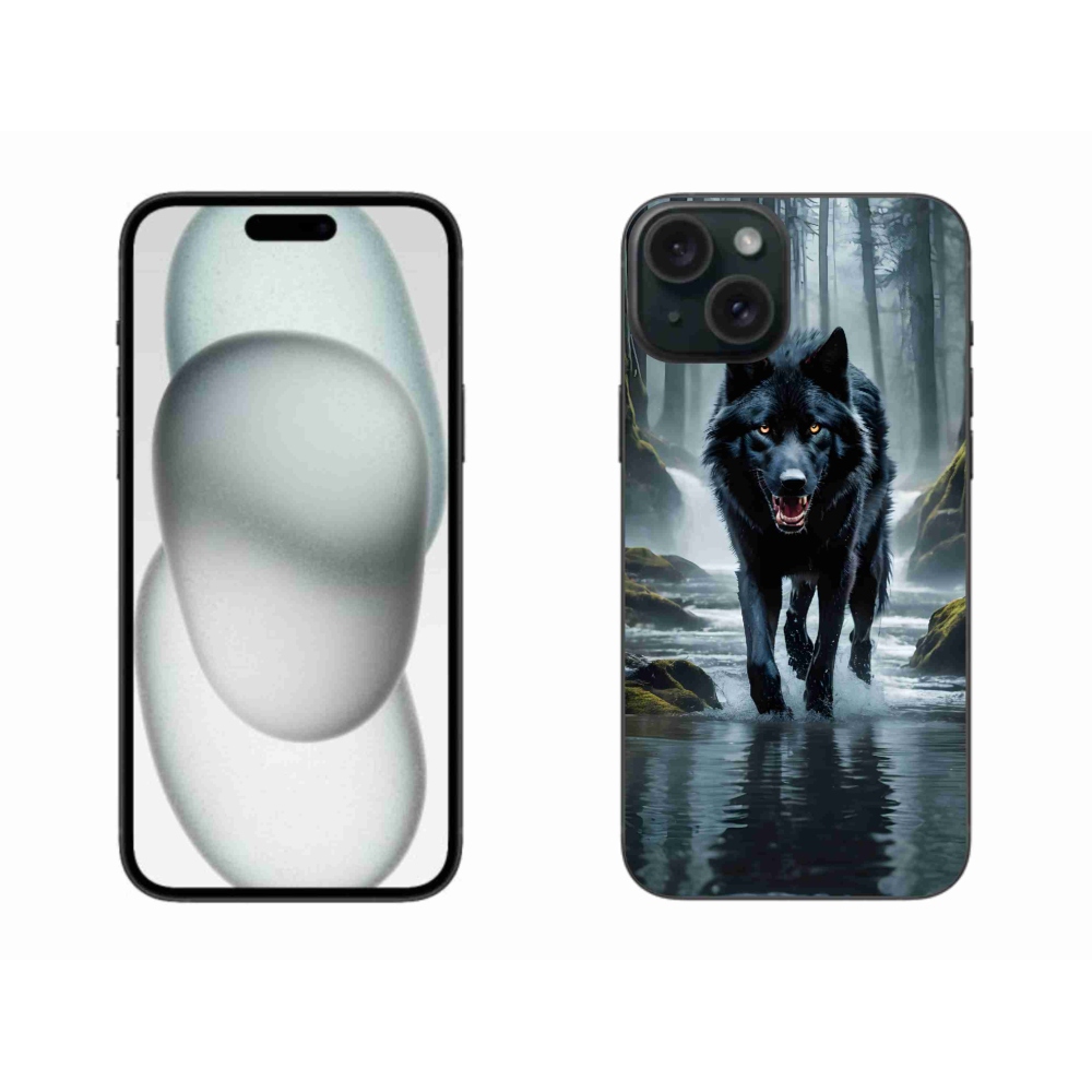 Zselés borítás mmCase iPhone 15 Plus készülékhez - fekete farkas