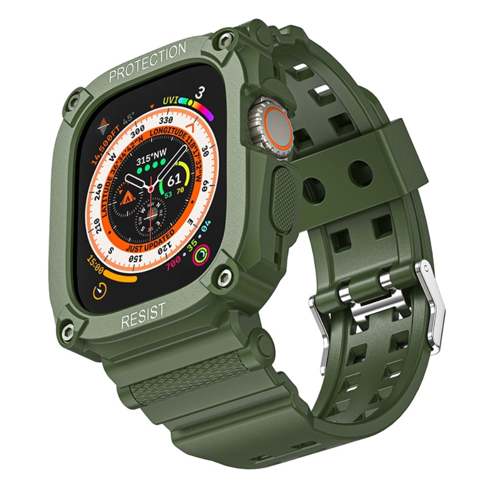 Integrált szilikon védő tok szíjjal az Apple Watch Ultra 49 mm-es órához - zöld