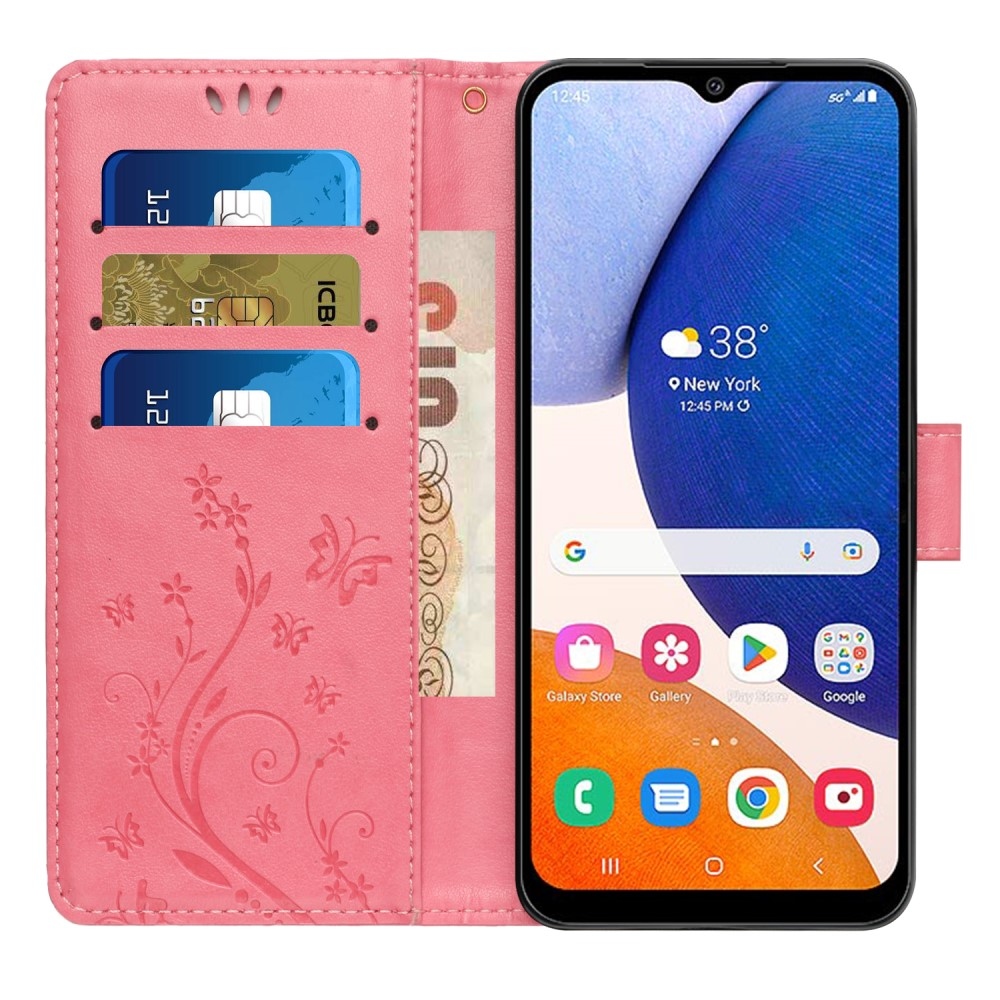 Virágok könyv tok Samsung Galaxy S25-hez - rózsaszín