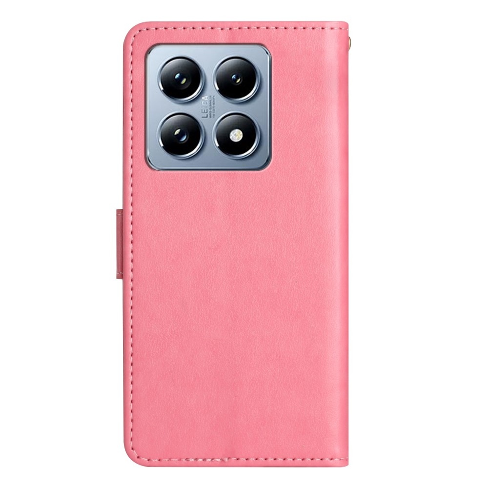 Virágok könyv tok a Xiaomi 14T Pro-hoz - rózsaszín