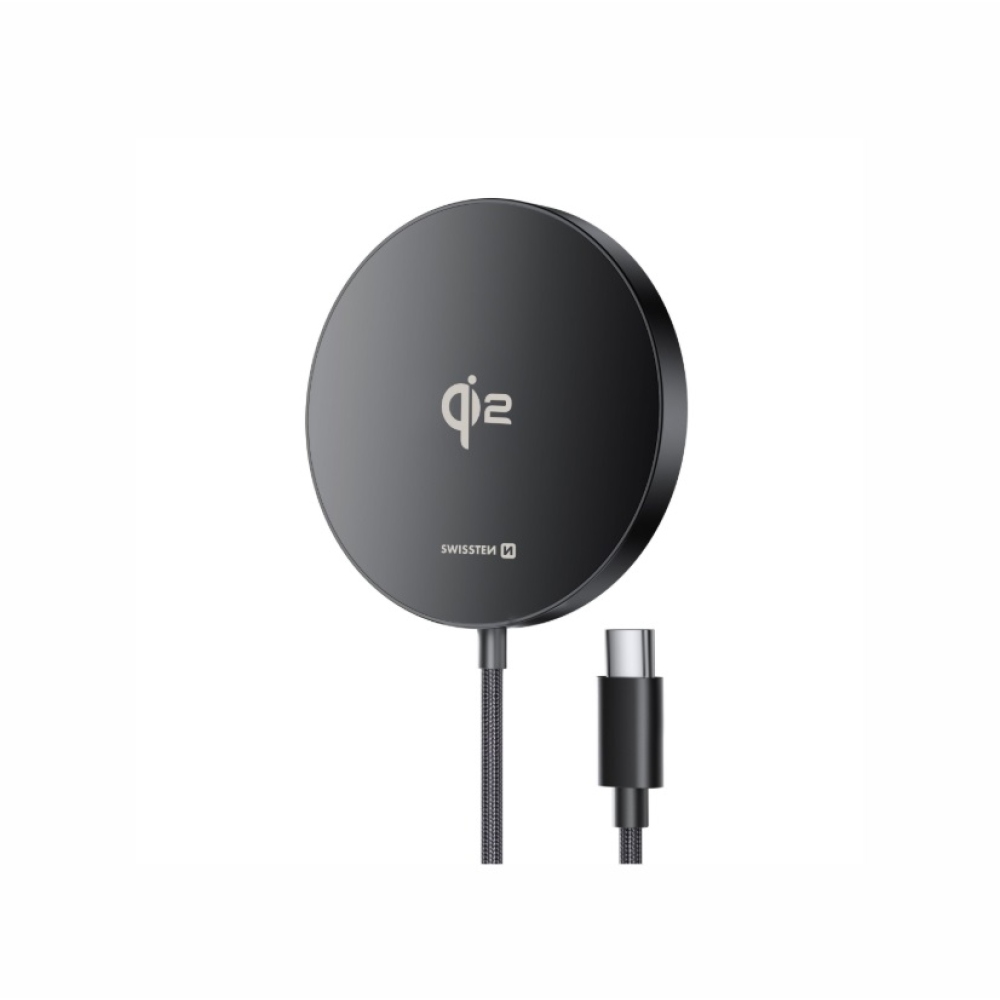 Swissten MagPuck Qi2 1,5 M vezeték nélküli töltő (MagSafe kompatibilis)