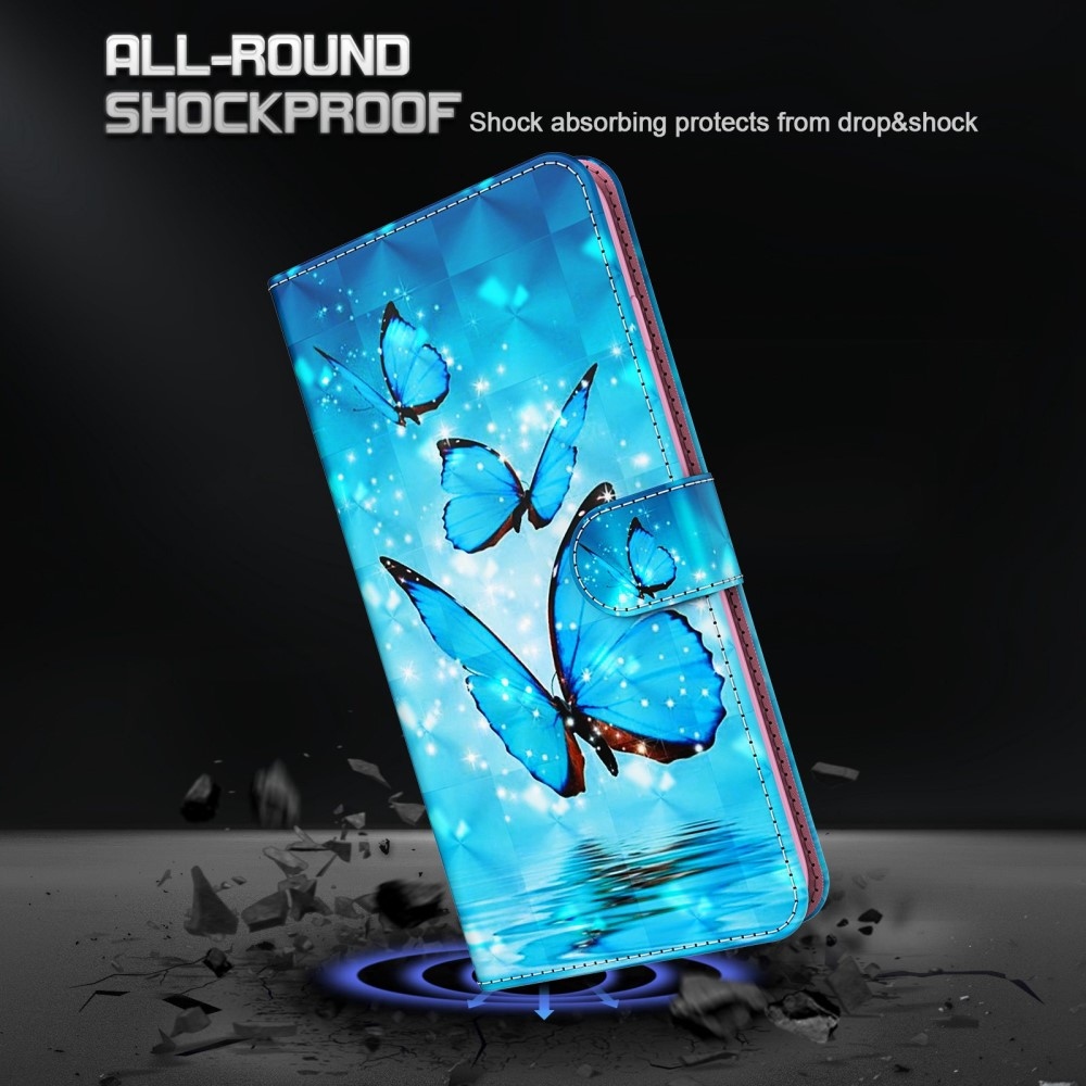 Nyomtatott könyv tok Samsung Galaxy S24 Ultra készülékhez - kék pillangók
