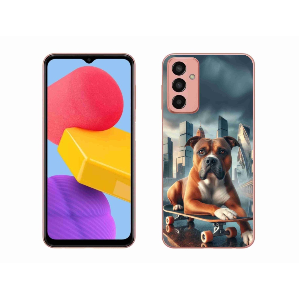 Gél borítás mmCase Samsung Galaxy M13 készülékhez - kutya gördeszkán