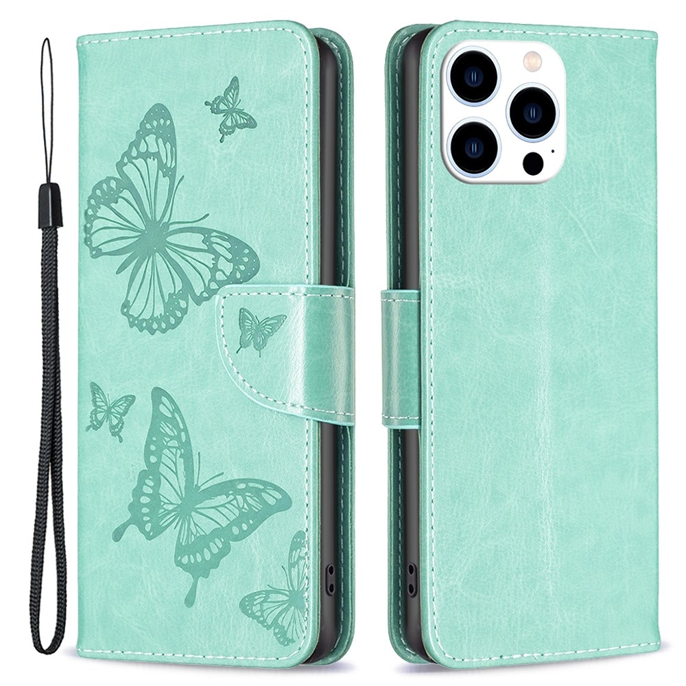 Pillangó könyvtáska iPhone 16 Pro készülékhez - teal színű
