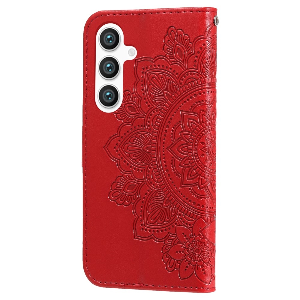 Virágos könyves tok Samsung Galaxy S25+ készülékhez - piros