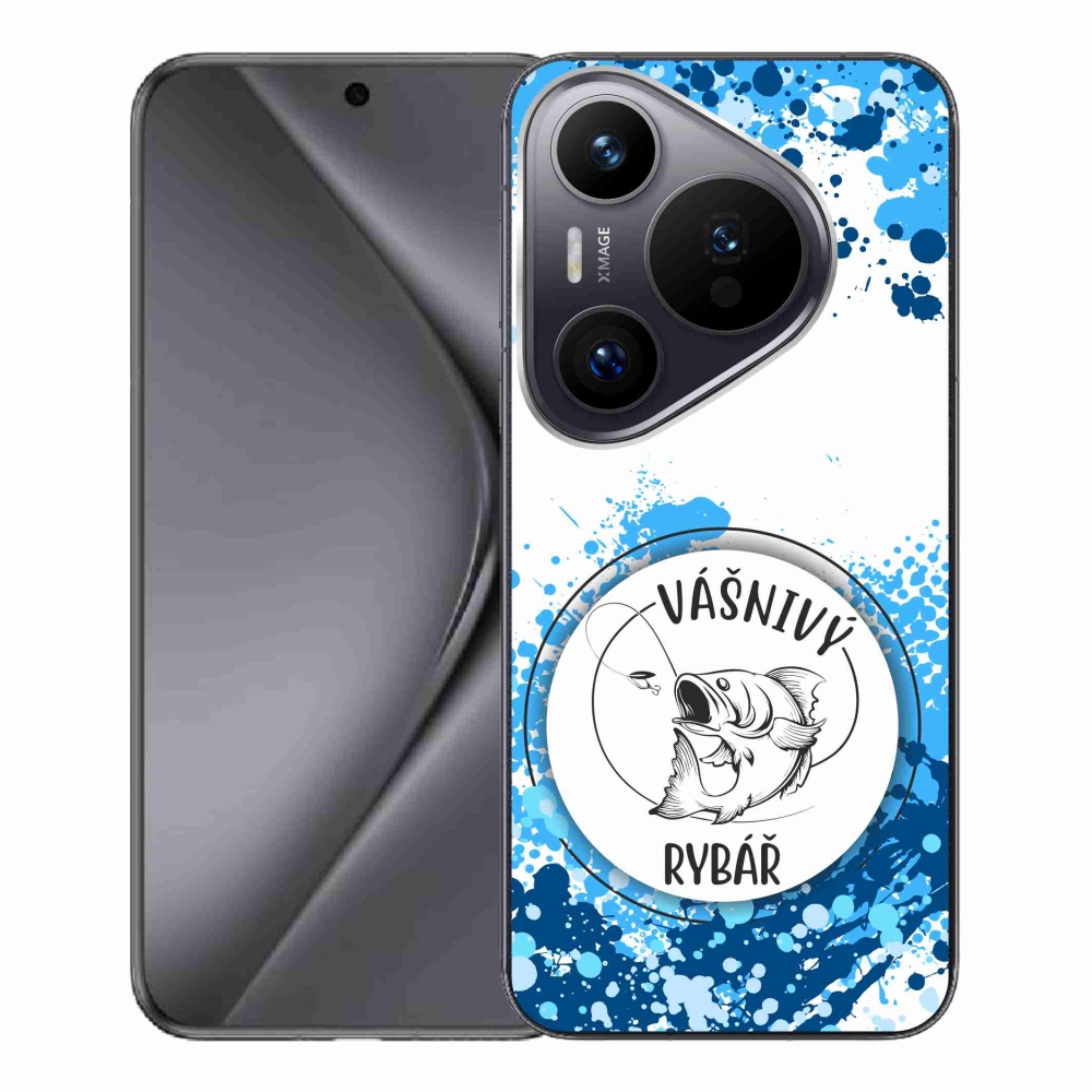 Gél borító mmCase a Huawei Pura 70 Pro számára - szenvedélyes halász fehér háttérrel