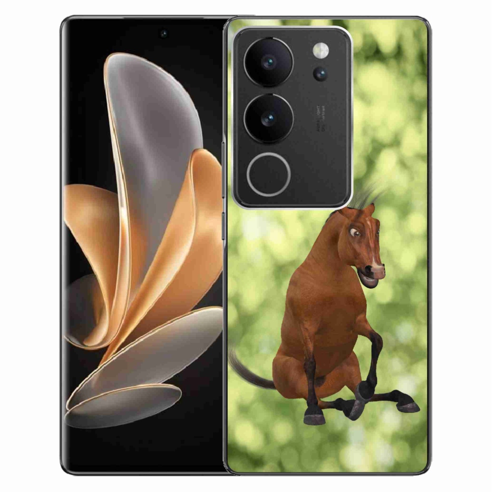 Zselés borítás mmCase a Vivo V29 5G-hez - barna rajzfilm ló 1