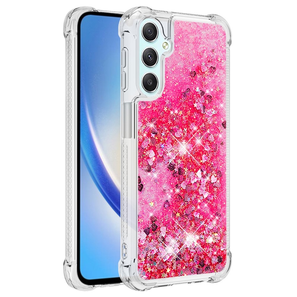 Glitter homokóra zselés tok Samsung Galaxy A24 készülékhez - rózsaszín/szívek