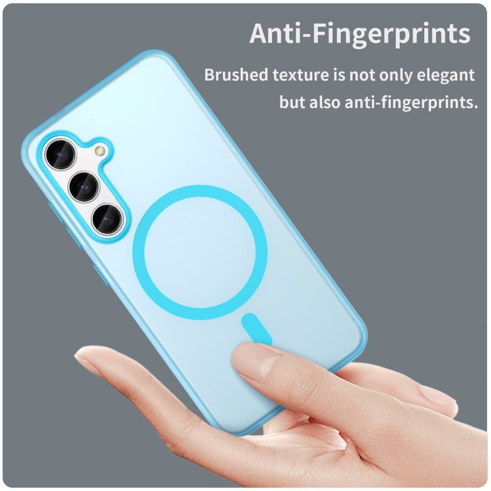 Frost gél tok MagSafe támogatással Samsung Galaxy S24+/S25+ készülékhez - világoskék színben
