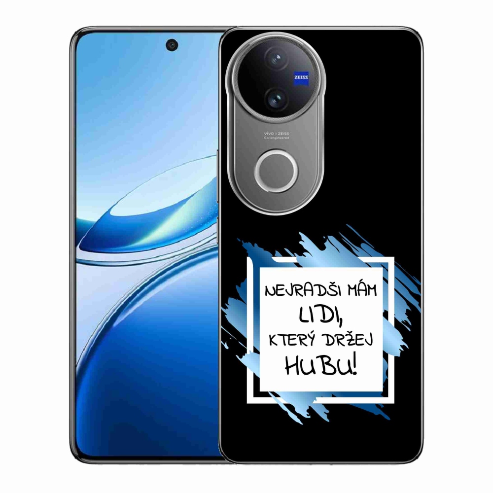 Gél borító mmCase a Vivo V50 5G készülékhez - vicces szöveg 7 fehér és fekete háttérrel