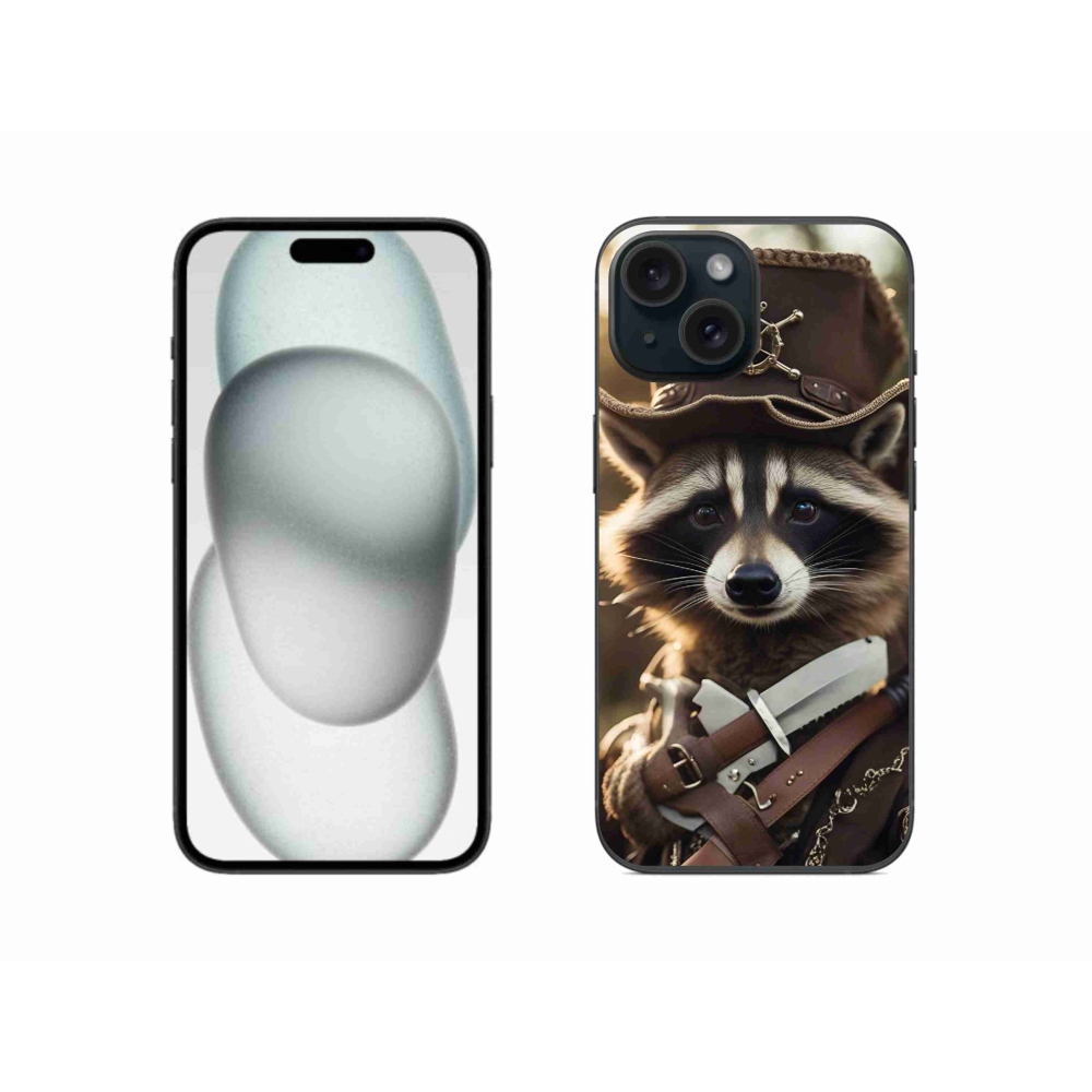 Zselés borítás mmCase iPhone 15 készülékhez - mosómedve egyenruhában