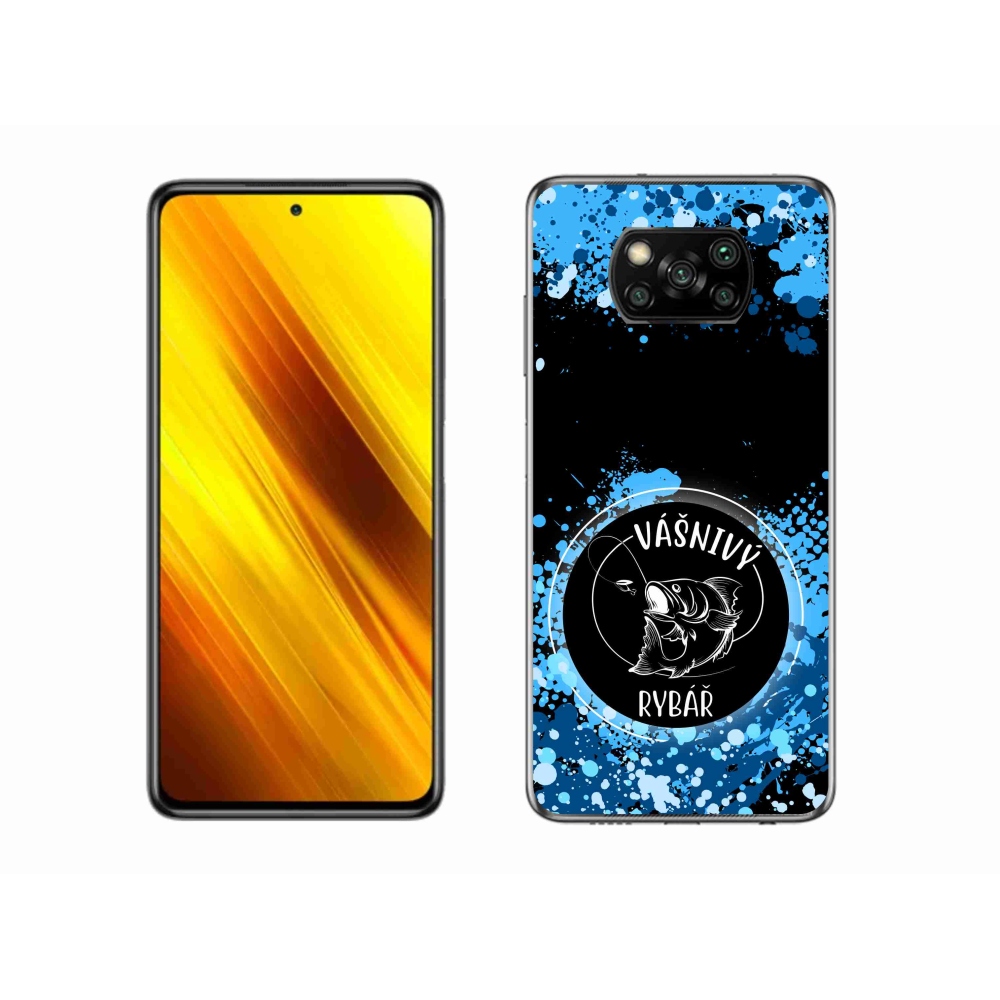 Gél borítás mmCase a Xiaomi Poco X3 Pro számára - szenvedélyes halász fekete háttérrel