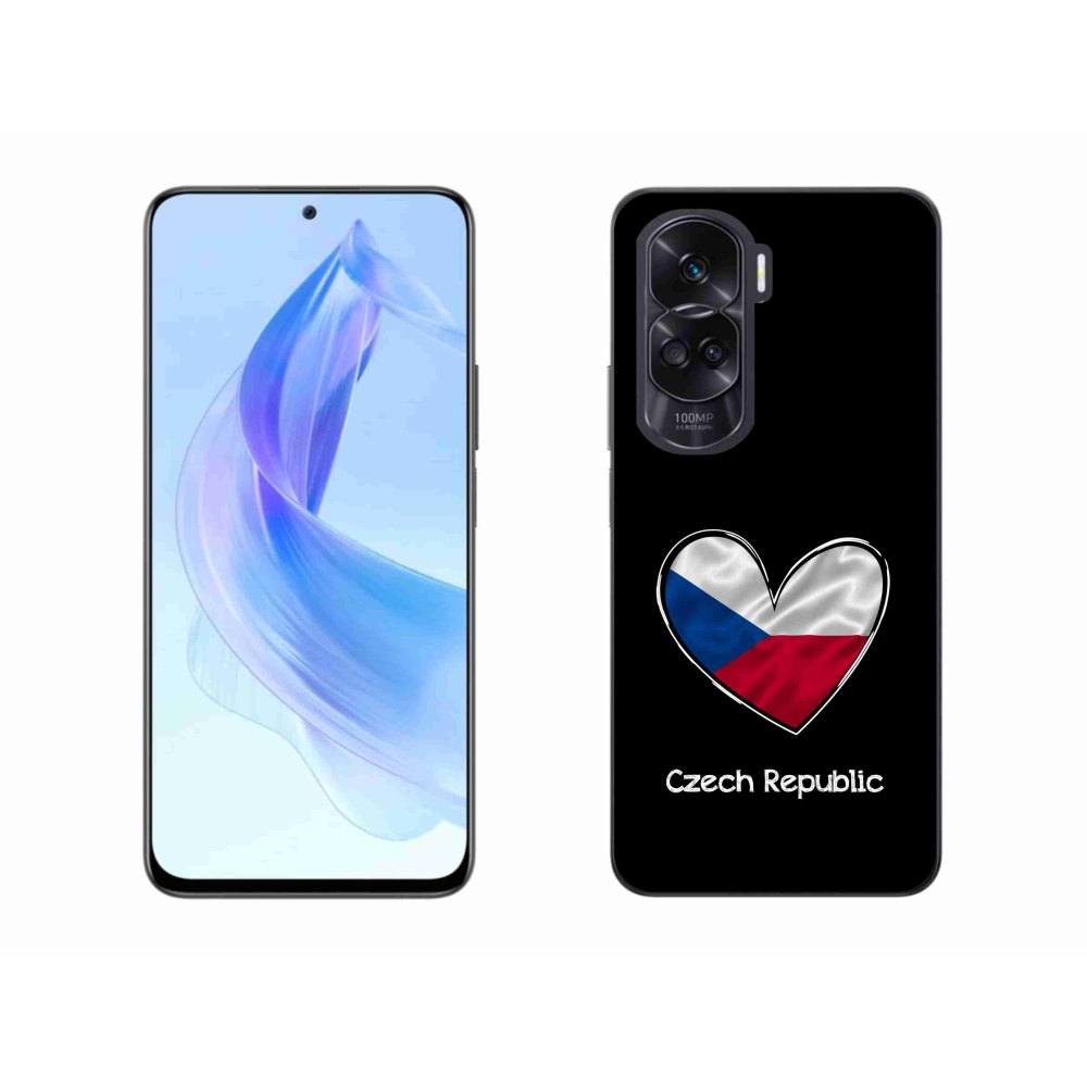 Gél borító mmCase a Honor 90 Lite készülékhez - szív zászló fekete háttérrel
