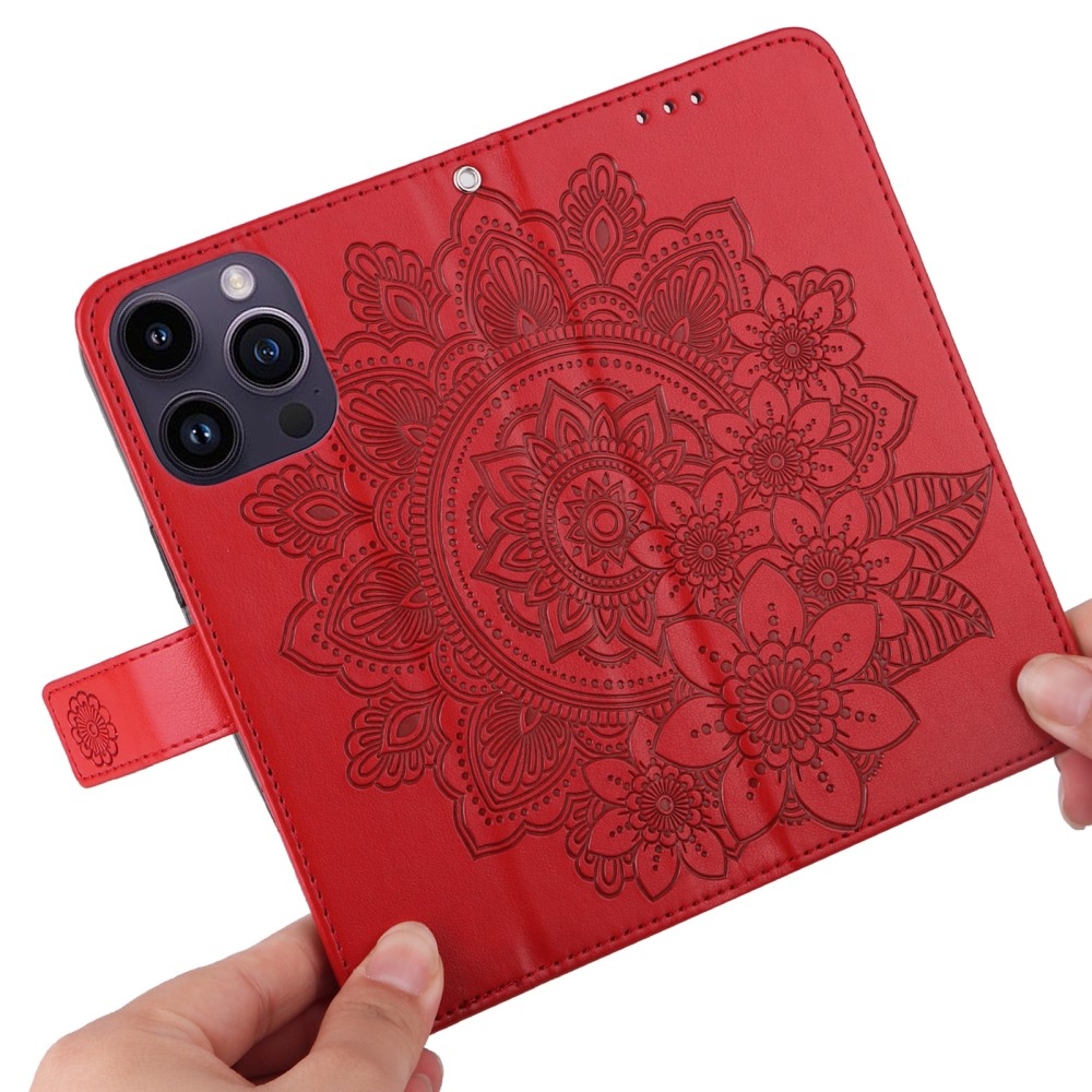 Mandala könyv tok iPhone 15 Pro készülékhez - piros