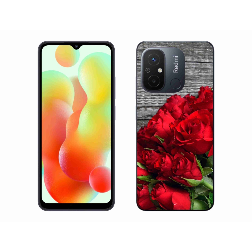 Gél borítás mmCase a Xiaomi Redmi 12C-hez - piros rózsa