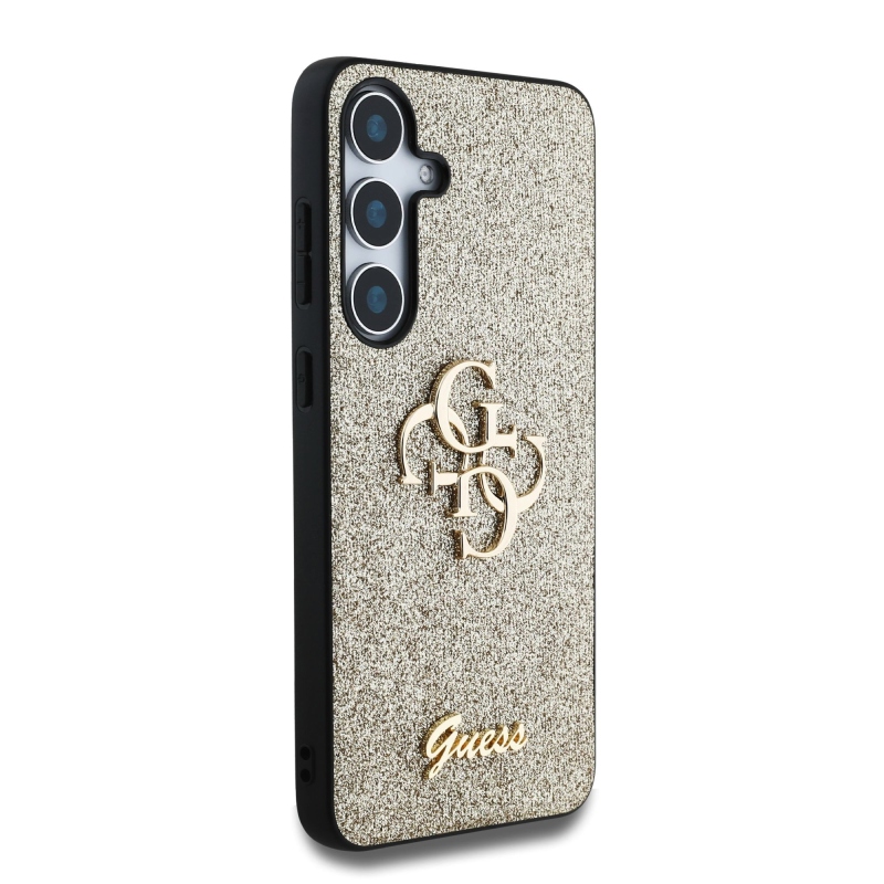 Guess PU Fixed Glitter 4G Metal Logo hátlap Samsung Galaxy S25+ Arany
