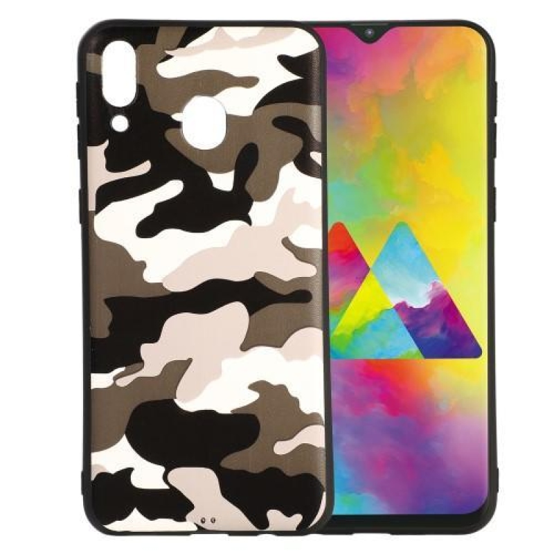 Camouflage zselés tok Samsung Galaxy M20 készülékhez - fehér