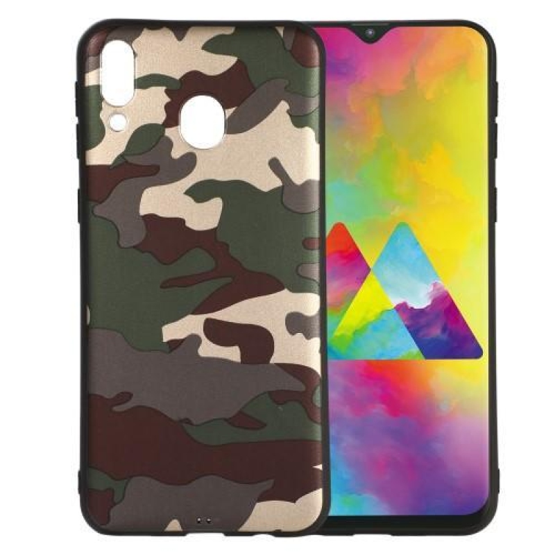 Camouflage zselés tok Samsung Galaxy M20 készülékhez - zöld